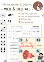 Vorschau - Arbeitsblätter - Materialpaket Grammatik - Arbeitsblatt und Spiel: Sätze mit "weil, deshalb & Co." - Deckblatt