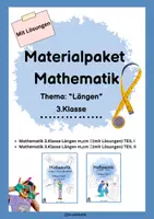Vorschau - Arbeitsblätter - Materialpaket Mathematik 3.Klasse Thema “Längen” 📐📏 - Deckblatt