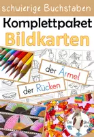 Vorschau - Arbeitsblätter - Komplettpaket - Bildkarten schwierige Laute / Buchstaben mit Schreibaufgabe - Deckblatt