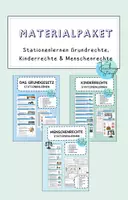 Vorschau - Unterrichtsreihen - Materialpaket Stationenlernen Grundrechte, Menschenrechte & Kinderrechte - Deckblatt