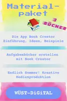 Vorschau - Unterrichtsreihen - Materialpaket (3 Bücher, PDF, interaktiv) Die App Book Creator + Aufgabenbücher mit Book Creator + Allroundtool - Deckblatt
