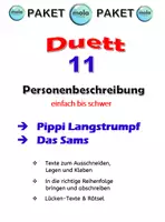 Vorschau - Stundenentwürfe - DUETT - Personenbeschreibung 11 : Pippi Langstrumpf & Das Sams - Deckblatt