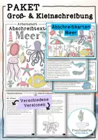 Vorschau - Arbeitsblätter - Paket Groß- und Kleinschreibung zum Thema Meer FrauCuppaTea - Deckblatt