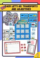 Vorschau - Stationenlernen - Pak vehicles/transports and adjectives in english - Deckblatt