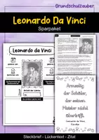Vorschau - Arbeitsblätter - Leonardo Da Vinci Sparpaket - Steckbrief, Lückentext & Zitat - Deckblatt