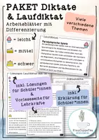 Vorschau - Arbeitsblätter - PAKET Laufdiktate und 5-Minuten-Diktate mit Differenzierung FrauCuppaTea - Deckblatt
