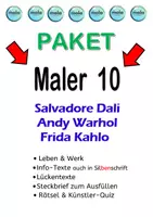 Vorschau - Unterrichtsreihen - PAKET ( Maler 10) : Dali - Andy Warhol - Frida Kahlo - Deckblatt
