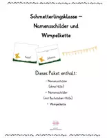 Vorschau - Arbeitsblätter - Materialpaket Schmetterlingsklasse Namensschilder + Wimpelkette - Deckblatt