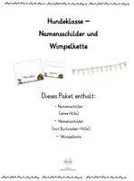 Vorschau - Mal- und Bastelvorlagen - Materialpaket Hundeklasse Namensschilder + Wimpelkette - Deckblatt