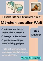 Vorschau - Arbeitsblätter - Leseverstehen: Märchen aus aller Welt (jeweils mit Aufgaben zum Leseverständnis, Klasse 5) - Deckblatt