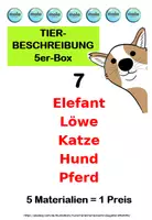 Vorschau - Stundenentwürfe - Tierbeschreibung-5er-Box 7 (Elefant, Löwe, Katze, Hund, Pferd) - Deckblatt