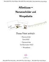 Vorschau - Arbeitsblätter - Materialpaket Affenklasse Namensschilder + Wimpelkette - Deckblatt