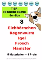 Vorschau - Unterrichtsreihen - Tierbeschreibung-5er-Box 8 (Eichhörnchen, Regenwurm, Igel, Frosch, Hamster) - Deckblatt
