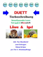 Vorschau - Stationenlernen - Tierbeschreibung: LÖWE & IGEL - Deckblatt