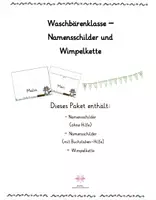 Vorschau - Mal- und Bastelvorlagen - Materialpaket Waschbärenklasse Namensschilder + Wimpelkette - Deckblatt