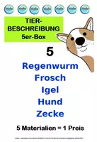 Vorschau - Arbeitsblätter - Tierbeschreibung-5er-Box 5 (Regenwurm, Frosch, Igel, Zecke, Hund) - Deckblatt