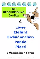 Vorschau - Unterrichtsreihen - Tierbeschreibung-5er-Box 4 (Löwe, Elefant, Erdmännchen, Panda, Pferd) - Deckblatt