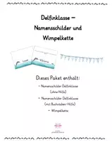 Vorschau - Arbeitsblätter - Materialpaket Delfinklasse Namensschilder + Wimpelkette - Deckblatt