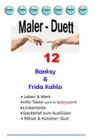 Vorschau - Unterrichtsreihen - Maler-Duett 12 : Banksy & Frida Kahlo (+ Steckbrief zum Ausfüllen) - Deckblatt
