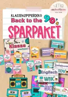 Vorschau - Mal- und Bastelvorlagen - SPARPAKET Back to the 90s Klassenzimmerdeko, Klassenraum - Deckblatt