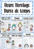 Aperçu - Feuilles d'exercices - Kit pédagogique: Heure, Horolage, Durée de temps - Page de couverture