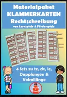 Vorschau - Stationenlernen - 4 Klammerkarten-Sets Rechtschreibung: ck, tz, ie, Dopplungen, Vokallänge - Deckblatt