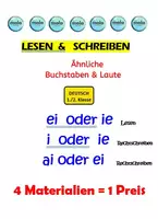 Vorschau - Unterrichtsreihen - PAKET: Ähnliche Buchstaben ( ei / ie & ai / ie & i /ie) - Deckblatt
