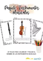 Vista previa - Manualidades / Dibujos para colorear - Paquete Instrumentos Musicales para Colorear - Familia de Instrumentos - Portada