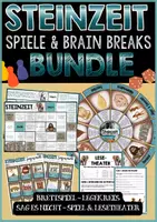 Vorschau - Unterrichtsreihen - Steinzeit Spiele & Brain Breaks Bundle | Brettspiel, Legekreis, Lesetheater, Sag es nicht! - Deckblatt