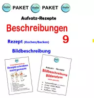 Vorschau - Stundenentwürfe - PAKET: Beschreibungen 9 (Rezept & Bildbeschreibung) - Deckblatt