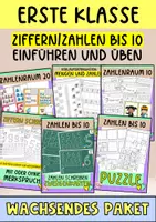 Vorschau - Arbeitsblätter - Materialpaket: Ziffern/Zahlen einführen bis 10 - Deckblatt