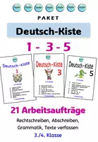 Vorschau - Stundenentwürfe - PAKET: Deutsch - Kiste 1-3-5 (Rechtschreiben, Grammatik, Abschreiben, Sätze schreiben usw. -3./4.Klasse) - Deckblatt
