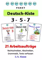 Vorschau - Unterrichtsreihen - PAKET: Deutsch - Kiste 3-5-7 (Rechtschreiben, Grammatik, Abschreiben, Sätze schreiben usw. -3./4.Klasse) - Deckblatt