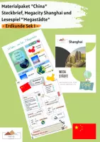 Vorschau - Arbeitsblätter - Materialpaket "China": Steckbrief China und Reise in die Megacity Shanghai differenziert mit Lösungen + Lesespiel "Megastädte" - Deckblatt