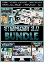 Vorschau - Stundenentwürfe - Steinzeit Bundle 2.0 - Komplettpaket | Heft, PowerPoint, Arbeitsblätter, Lückenfüller, Test & Stundenentwürfe - Deckblatt