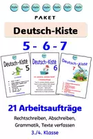 Vorschau - Unterrichtsreihen - PAKET: Deutsch - Kiste 5-6-7 (Rechtschreiben, Grammatik, Abschreiben, Sätze schreiben usw. -3./4.Klasse) - Deckblatt