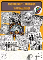 Vorschau - Mal- und Bastelvorlagen - schaurige Halloweenmonster Ausmalbilder - Deckblatt