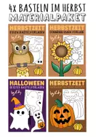 Vorschau - Arbeitsblätter - 4x Basteln im Herbst - Bastelvorlagen Vorschule Materialpaket - Deckblatt