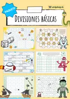 Vista previa - Hojas de trabajo - Divisiones básicas (1-100) - 8 juegos y 3 hojas de trabajo - Portada