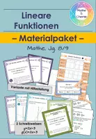 Vorschau - Aufgabenkarten - Materialpaket Lineare Funktionen - Deckblatt