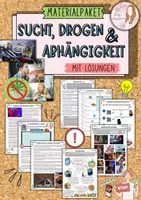 Vorschau - Unterrichtsreihen - Drogen Sucht Unterrichtsmaterial Biologie Ethik Klasse 7–10 Arbeitsblätter Abhängigkeit Cannabis Alkohol Heroin Fentanyl Prävention mit Lösungen - Deckblatt
