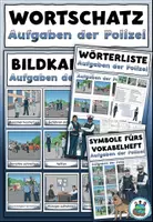 Vorschau - Mal- und Bastelvorlagen - Kleines Wortschatzpaket "Aufgaben der Polizei" DaZ / DaF / Deutsch - Deckblatt
