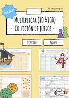 Vista previa - Hojas de trabajo - Multiplicar por 10 & 100 - Paquete de juegos - Portada