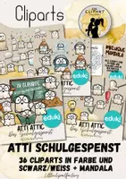 Vorschau - Mal- und Bastelvorlagen - Clipart Materialpaket 36 Gespenster Cliparts inkl. Mandala - Deckblatt
