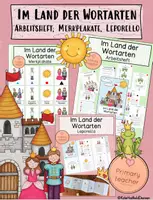 Vorschau - Unterrichtsreihen - BUNDLE: Im Land der Wortarten - Arbeitsheft, Merkplakate & Leporello - Deckblatt