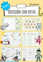 Vista previa - Hojas de trabajo - División con resto - 8 Juegos + 3 hojas de trabajo - Portada