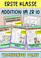 Vorschau - Arbeitsblätter - Wachsendes Materialpaket: Addition (Plusaufgaben) im ZR 10 - Deckblatt