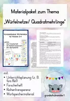 Vorschau - Stundenentwürfe - Materialpaket Quadratmehrlinge/ Würfelnetze: Forscherheft + Reihentransparenz + Wortspeicher + Unterrichtsplanung - Deckblatt