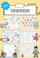 Vorschau - Arbeitsblätter - Einsdurcheins (Division) - 8 Spiele & 3 Arbeitsblätter - Deckblatt