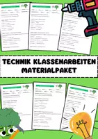 Vorschau - Arbeitsblätter - Technik Klassenarbeiten - großes Materialpaket Bundle - Deckblatt